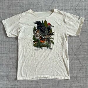 Vintage 1990s Birds of the Redwoods Artist G. Bloomfield Beige/Cream Graphic Tee